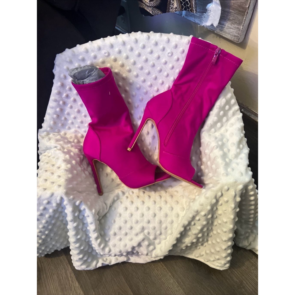 Women's Ego Pink Open Toe Sock Boots Size 7
